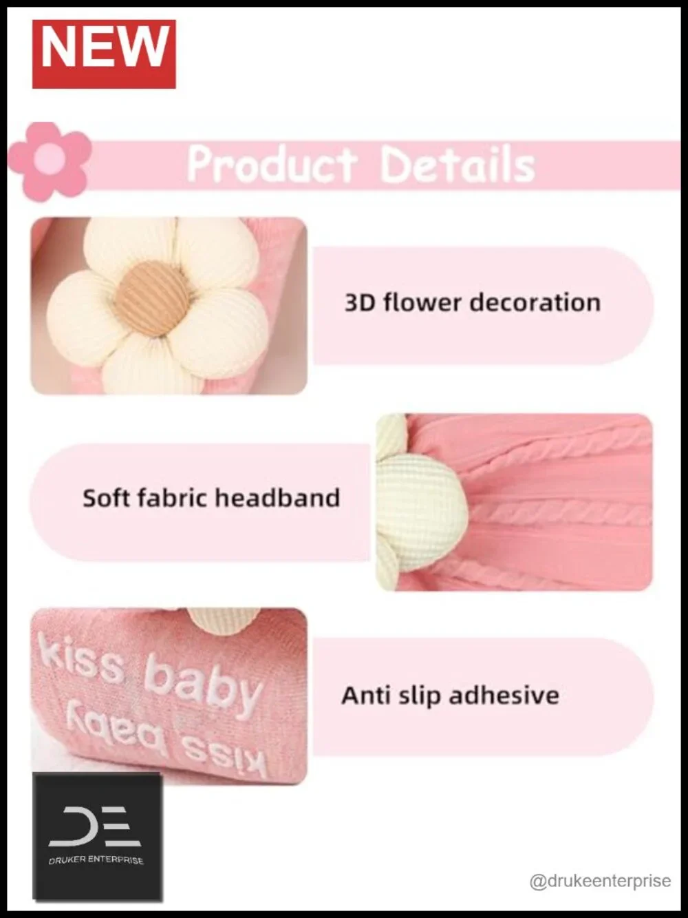 Baby Girl Flower Headbands & Non-Slip Socks Set - Nylon, Spandex - Newborn